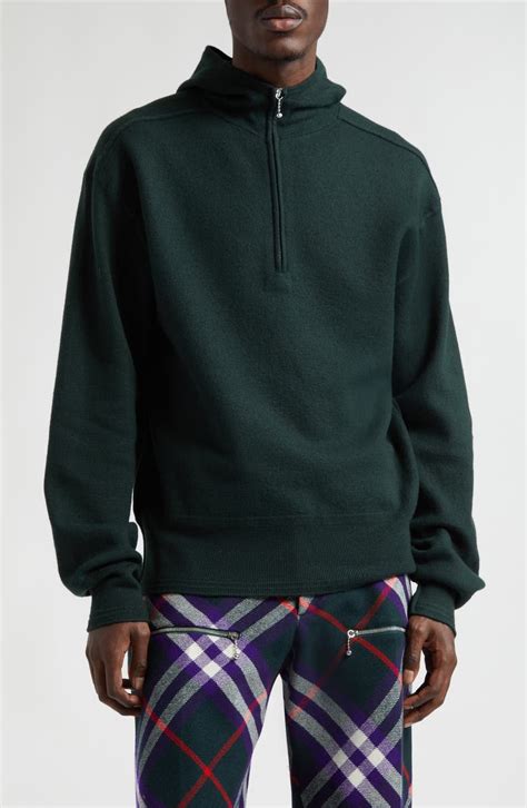 burberry merino wool half-zip sweater|Burberry Half Zip Brushed Wool Hoodie Sweater .